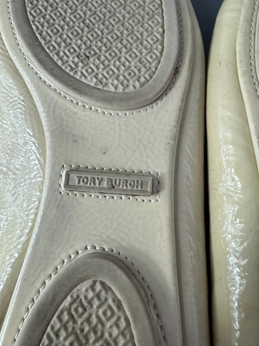 Tory Burch Neutral Patent Leather Ballet Flats, Size 10 M